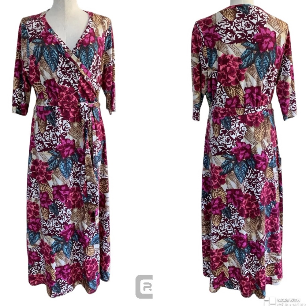 SOFT SURROUNDINGS V-neck Faux Wrap Maxi Dress